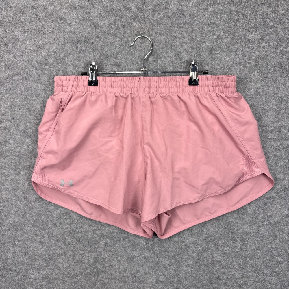 Under Armour Womens Fly By 2.0 Running Shorts Pink Loose Fit‎ Size Large
